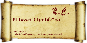 Milovan Cipriána névjegykártya